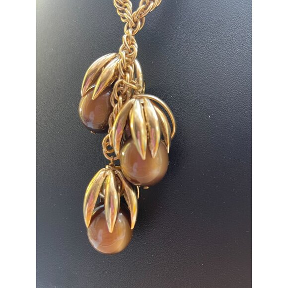 Vintage Napier Kumquat Moonglow Necklace & Earrings Set Brown Tone Goldtone High - Picture 2 of 16